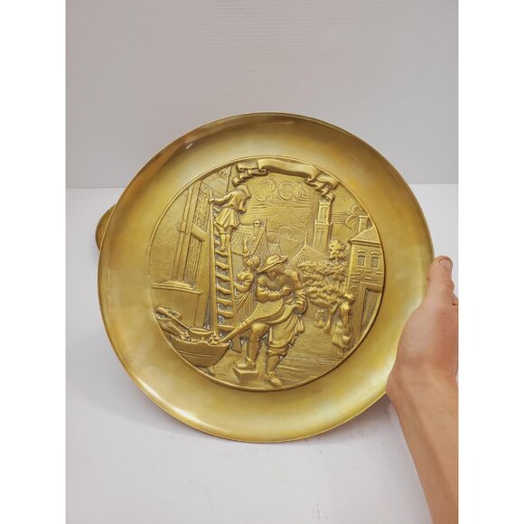 Thick and Heavy 1970s Netherlands Brass Cast Wall Plaque De Loodgieter (The - Picture 6 of 10